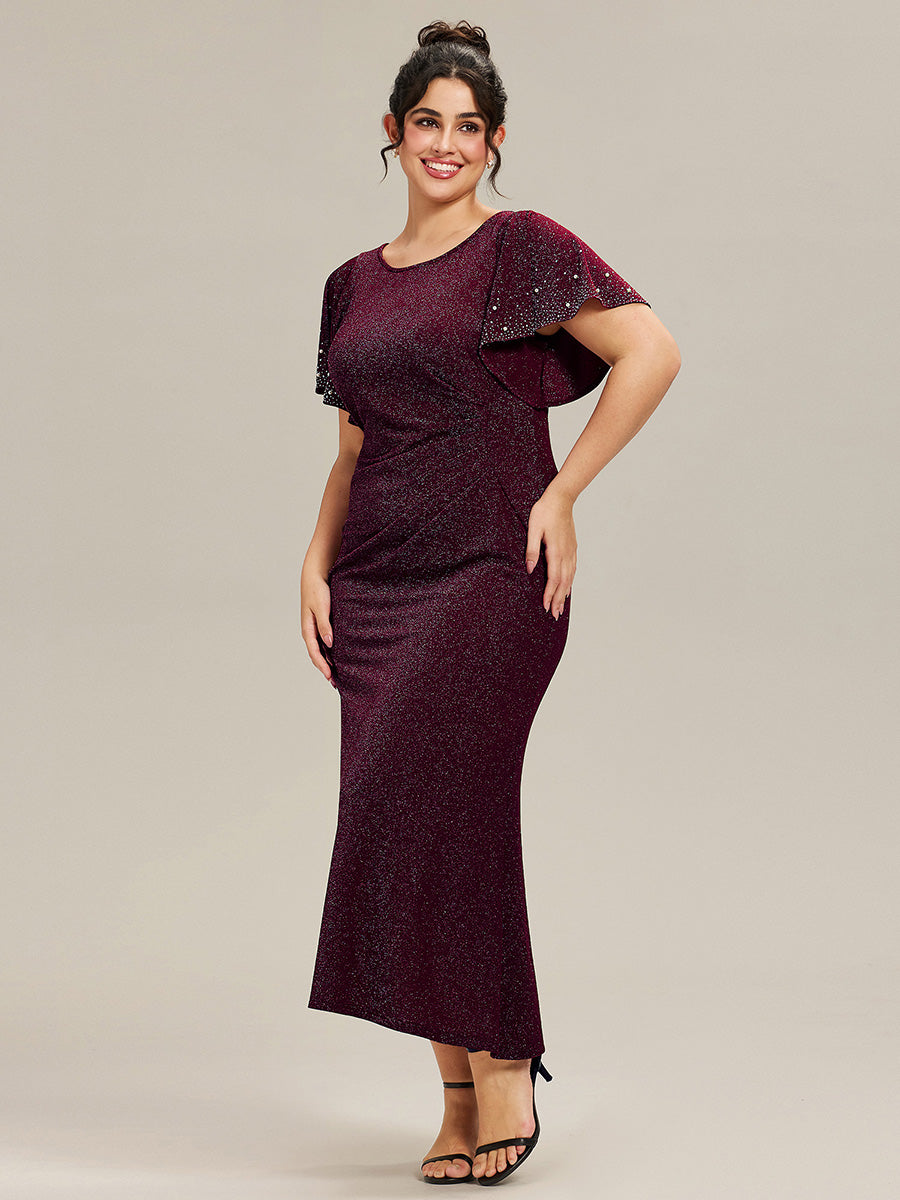 EE02481DP-PR3 Plus Size Sequin Flutter Sleeve Formal Dress - Image 7