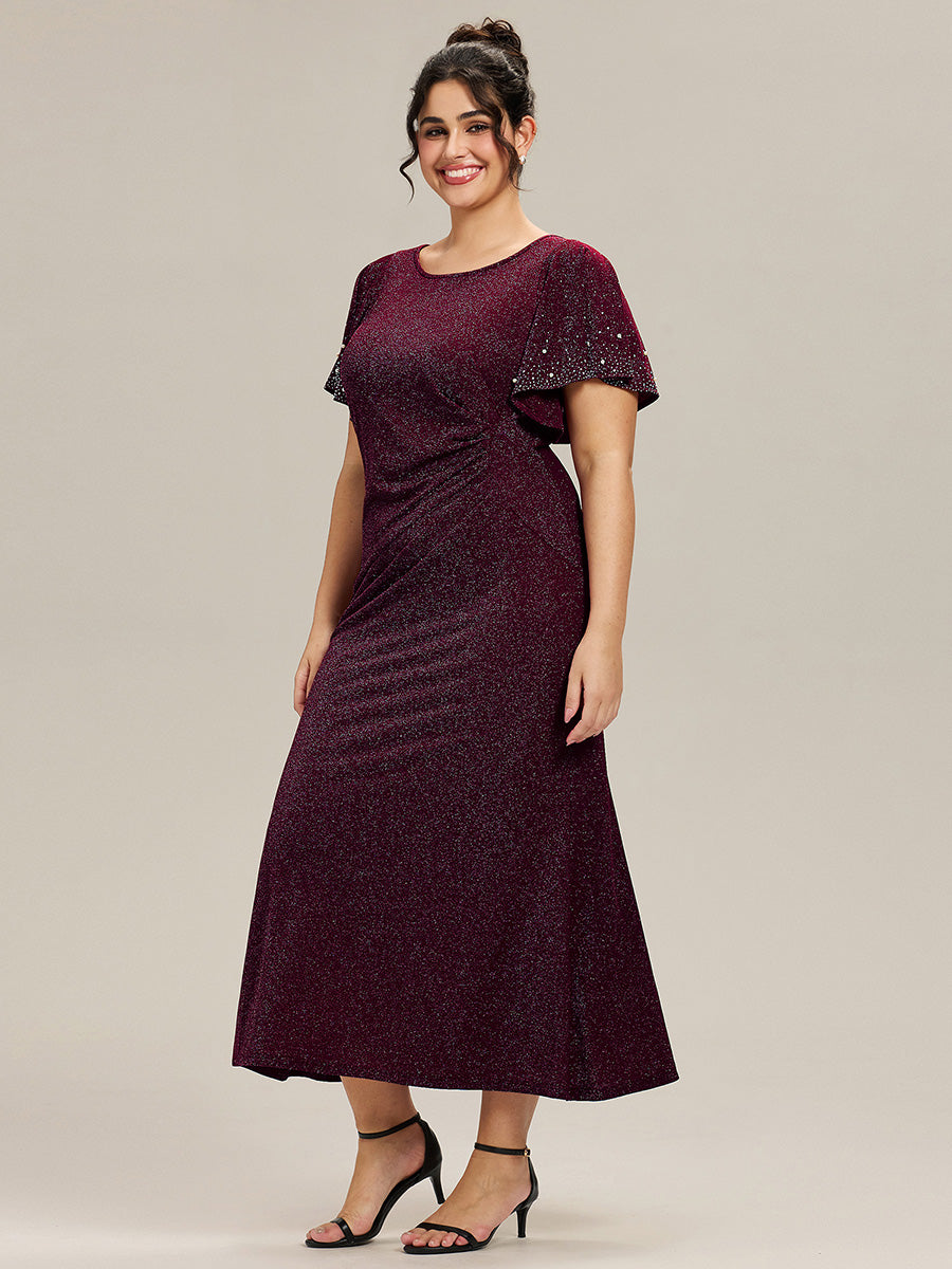 EE02481DP-PR4 Plus Size Sequin Flutter Sleeve Formal Dress - Image 8