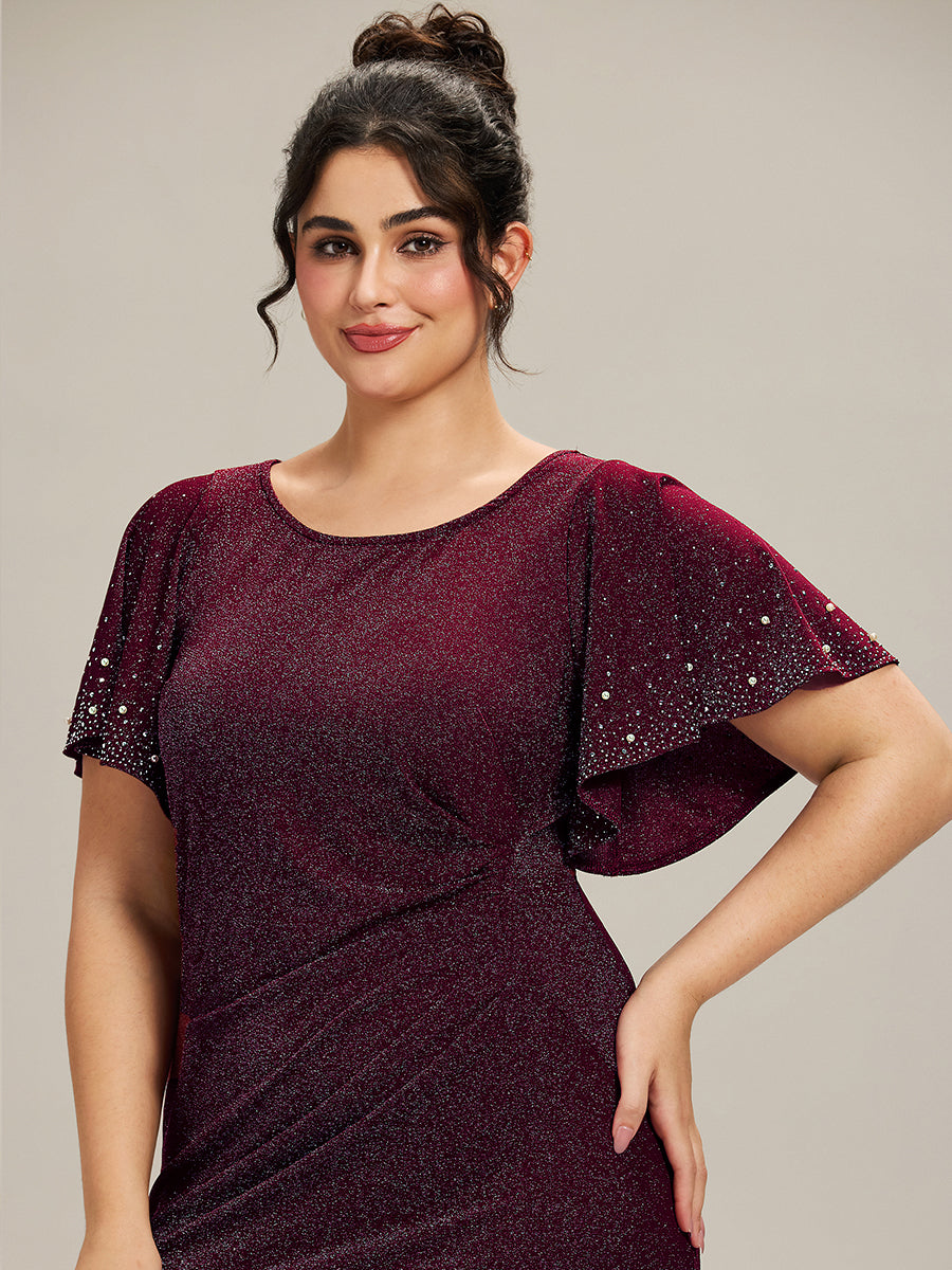 EE02481DP-PR5 Plus Size Sequin Flutter Sleeve Formal Dress - Image 6