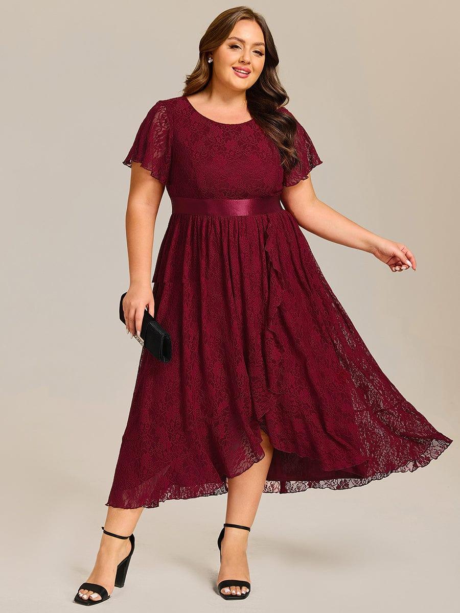 EE03489BD-PR_bd4b804d-2ad3-4ba5-bd09-d43778a60f68 Plus Size Ruffled Sleeve Empire Waist Lace Wedding Guest Dress - Image 12