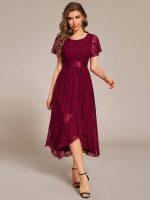 Ruffled Sleeve Empire Waist Lace Wedding Guest Dress