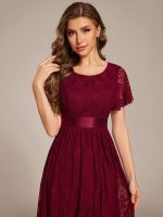 Ruffled Sleeve Empire Waist Lace Wedding Guest Dress - Image 24