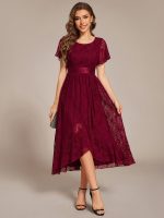 Ruffled Sleeve Empire Waist Lace Wedding Guest Dress - Image 2
