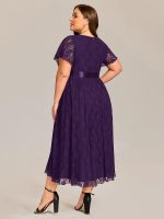 Ruffled Sleeve Empire Waist Lace Wedding Guest Dress - Image 10