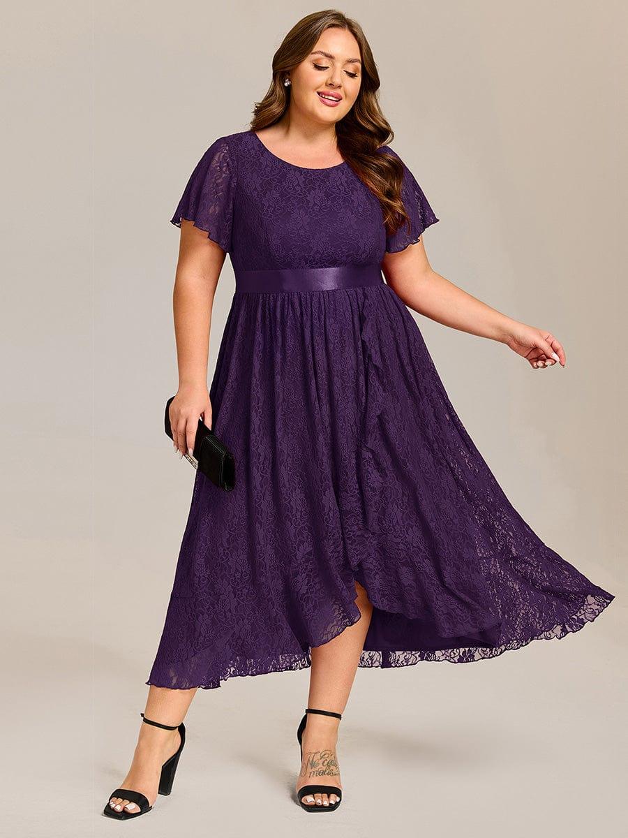 EE03489DP-PR3_0184de9a-2acc-469d-9cb8-2f252889033f Plus Size Ruffled Sleeve Empire Waist Lace Wedding Guest Dress - Image 1