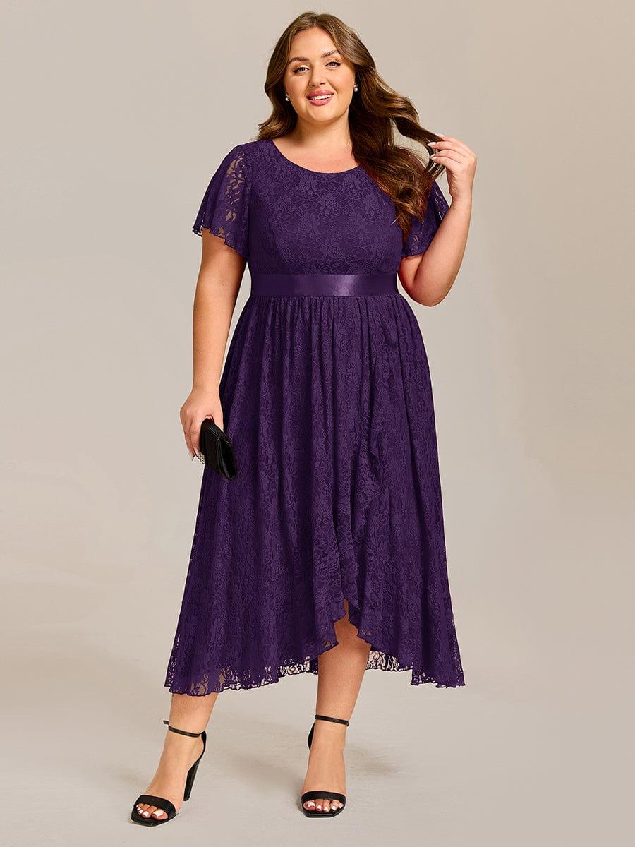 EE03489DP-PR_edd8c73c-170b-4309-9c2e-d02ff716acae Plus Size Ruffled Sleeve Empire Waist Lace Wedding Guest Dress - Image 11