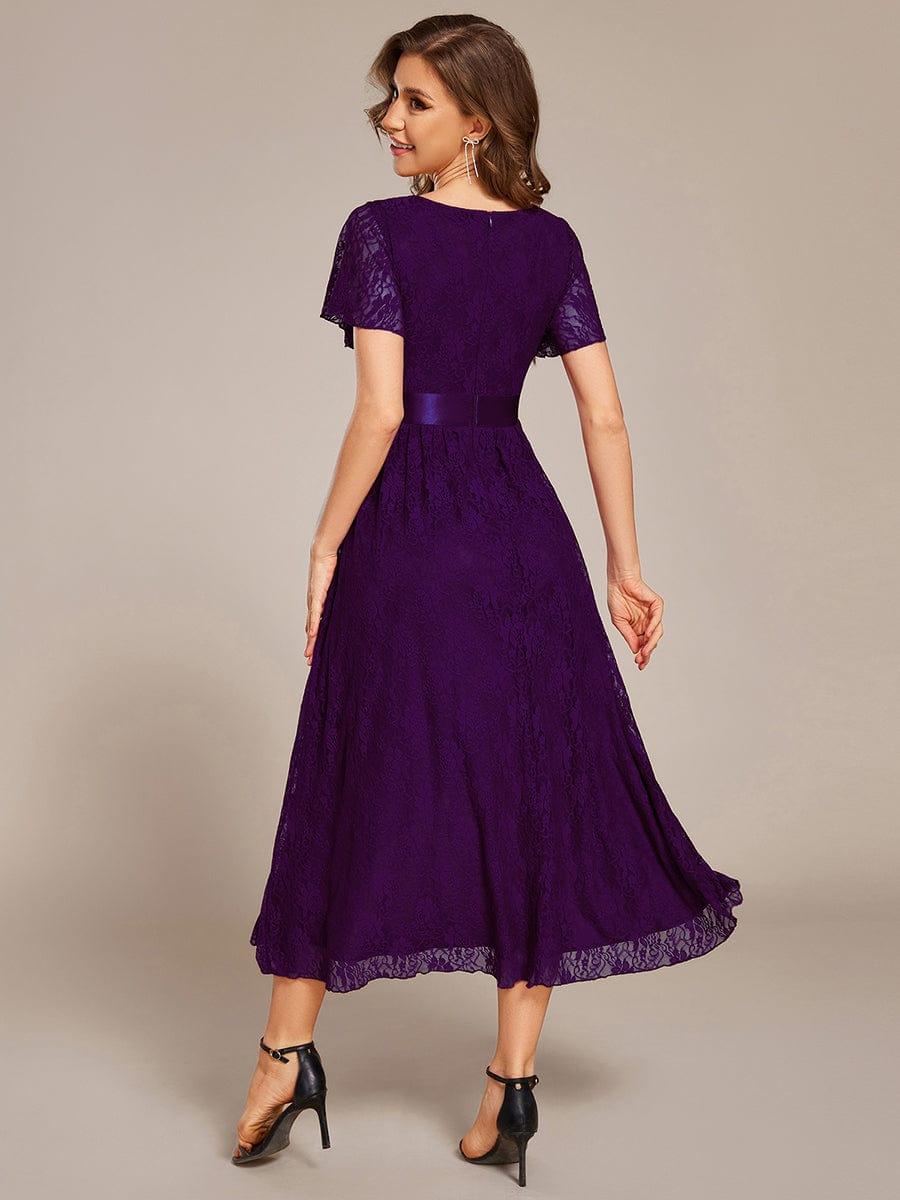 EE03489DP-R2_650c1a2f-94f6-487e-9ac9-7164e16793b0 Ruffled Sleeve Empire Waist Lace Wedding Guest Dress - Image 5