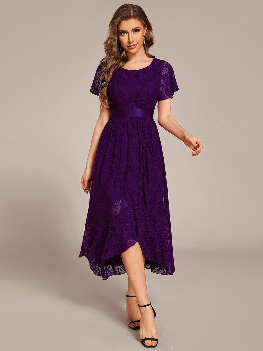 EE03489DP-R4_2eb25b9f-6759-47c1-9252-9028582823f0 Ruffled Sleeve Empire Waist Lace Wedding Guest Dress - Image 8