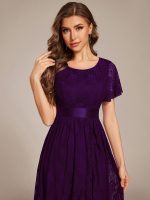 Ruffled Sleeve Empire Waist Lace Wedding Guest Dress - Image 6
