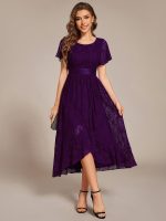 Ruffled Sleeve Empire Waist Lace Wedding Guest Dress - Image 4