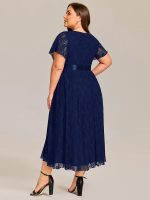 Ruffled Sleeve Empire Waist Lace Wedding Guest Dress - Image 21