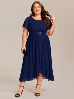 Ruffled Sleeve Empire Waist Lace Wedding Guest Dress - Image 20