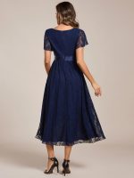 Ruffled Sleeve Empire Waist Lace Wedding Guest Dress - Image 16