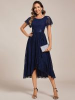 Ruffled Sleeve Empire Waist Lace Wedding Guest Dress - Image 18