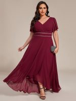 Double V-Neck Waist Trimmed Chiffon Formal Evening Dress - Image 23