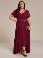 Double V-Neck Waist Trimmed Chiffon Formal Evening Dress - Image 20