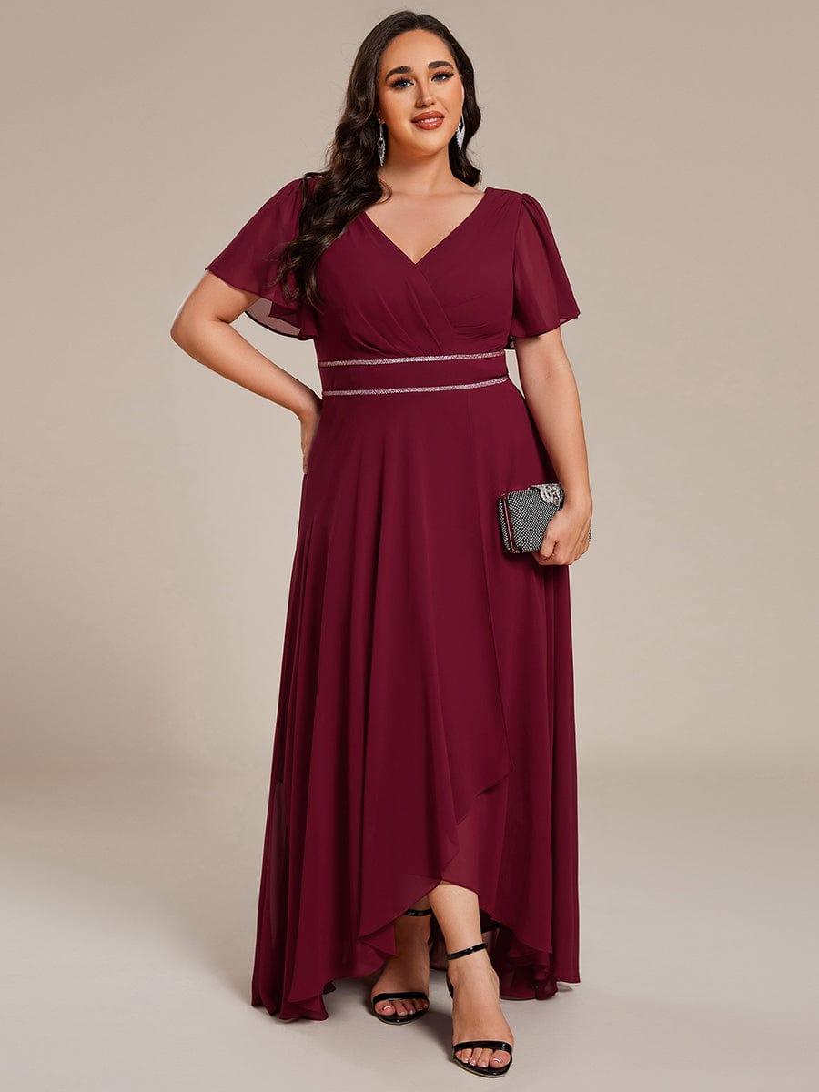 EE41981BD-PR3 Double V-Neck Waist Trimmed Chiffon Formal Evening Dress - Image 20