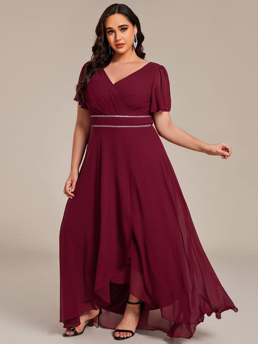 EE41981BD-PR4 Double V-Neck Waist Trimmed Chiffon Formal Evening Dress - Image 22