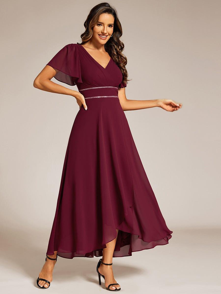 EE41981BD-R3 Double V-Neck Waist Trimmed Chiffon Formal Evening Dress - Image 6