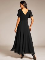 Double V-Neck Waist Trimmed Chiffon Formal Evening Dress - Image 2