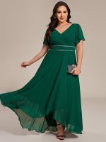 Double V-Neck Waist Trimmed Chiffon Formal Evening Dress - Image 24