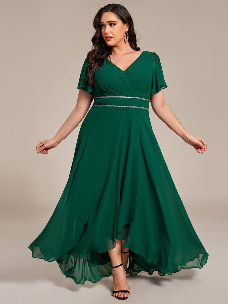 EE41981DG-PR3 Double V-Neck Waist Trimmed Chiffon Formal Evening Dress - Image 28