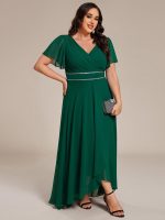 Double V-Neck Waist Trimmed Chiffon Formal Evening Dress - Image 27
