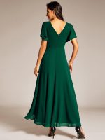 Double V-Neck Waist Trimmed Chiffon Formal Evening Dress - Image 12