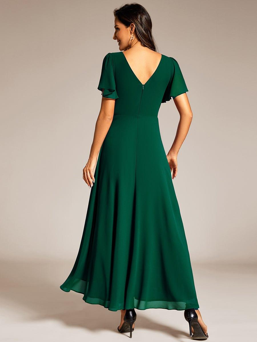 EE41981DG-R2 Double V-Neck Waist Trimmed Chiffon Formal Evening Dress - Image 12