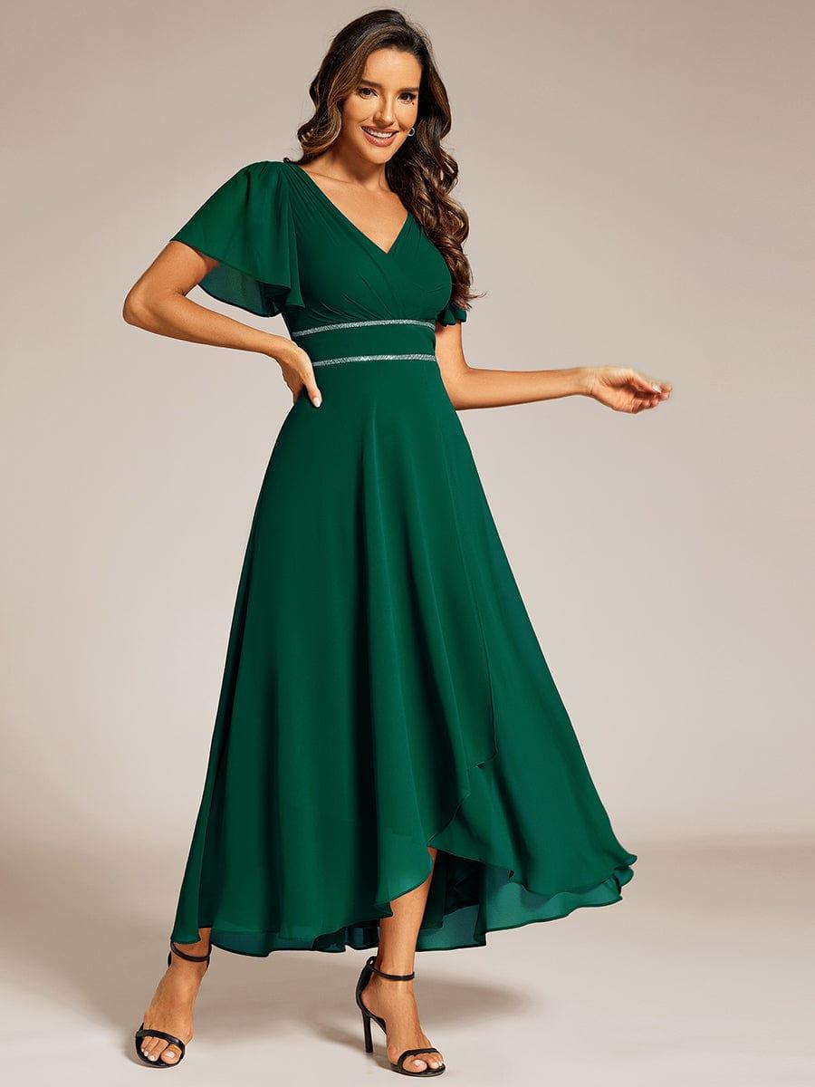 EE41981DG-R3 Double V-Neck Waist Trimmed Chiffon Formal Evening Dress - Image 11