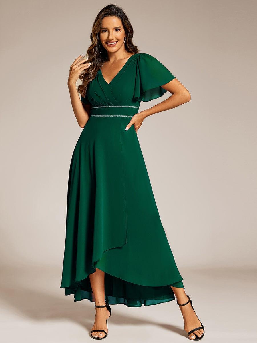 EE41981DG-R4 Double V-Neck Waist Trimmed Chiffon Formal Evening Dress - Image 15