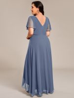 Double V-Neck Waist Trimmed Chiffon Formal Evening Dress - Image 51