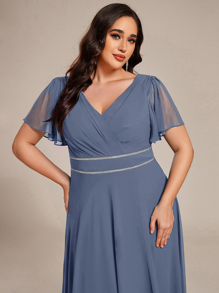 EE41981DN-PR5_5ff65ade-63ba-4db7-84dd-cb5480f9054d Double V-Neck Waist Trimmed Chiffon Formal Evening Dress - Image 52