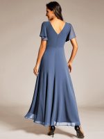 Double V-Neck Waist Trimmed Chiffon Formal Evening Dress - Image 40