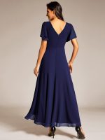 Double V-Neck Waist Trimmed Chiffon Formal Evening Dress - Image 30