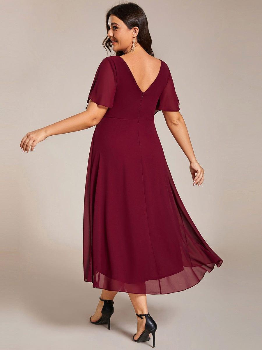 EG01923BD-PR2_e517e308-ca01-41e5-bc7b-a30116e65a65 Plus Size Double V-Neck Ruffles Sleeve Chiffon Midi Wedding Guest Dress - Image 25