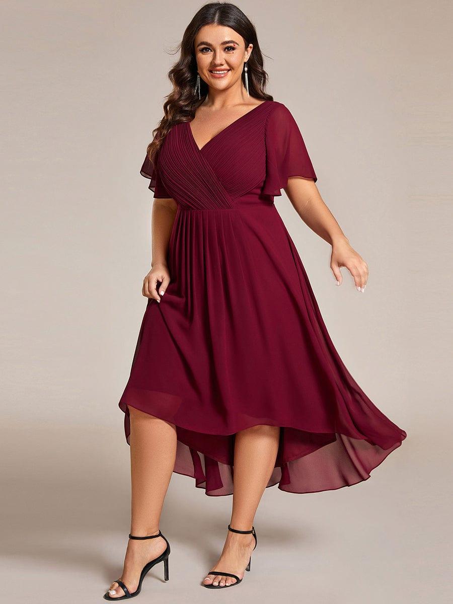 EG01923BD-PR3_6af891ff-68f2-415f-9563-4bd15634a18d Plus Size Double V-Neck Ruffles Sleeve Chiffon Midi Wedding Guest Dress - Image 28