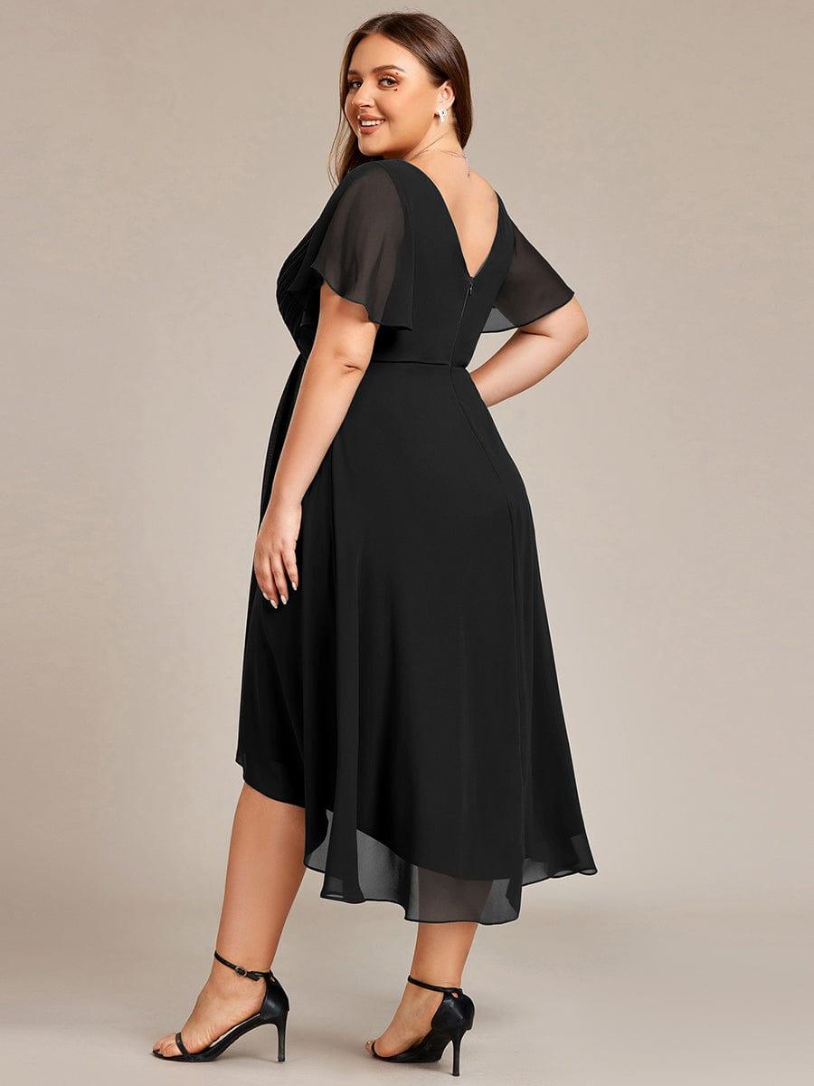 EG01923BK-PR2_9aeae60c-909f-4f85-8737-8803b9a769b3 Plus Size Double V-Neck Ruffles Sleeve Chiffon Midi Wedding Guest Dress - Image 12