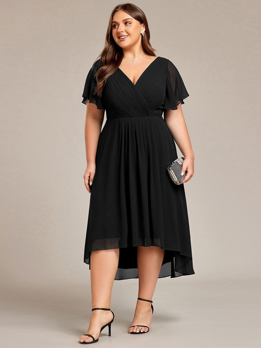 EG01923BK-PR4_44403bc2-b745-47f2-9955-b2dc29cad217 Plus Size Double V-Neck Ruffles Sleeve Chiffon Midi Wedding Guest Dress - Image 15