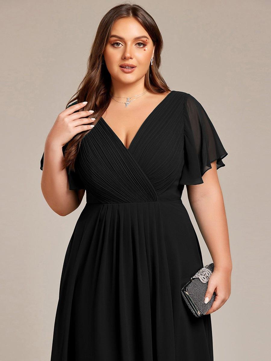 EG01923BK-PR5_f5417e2d-b89b-4fb8-83a1-7c86d6874495 Plus Size Double V-Neck Ruffles Sleeve Chiffon Midi Wedding Guest Dress - Image 13