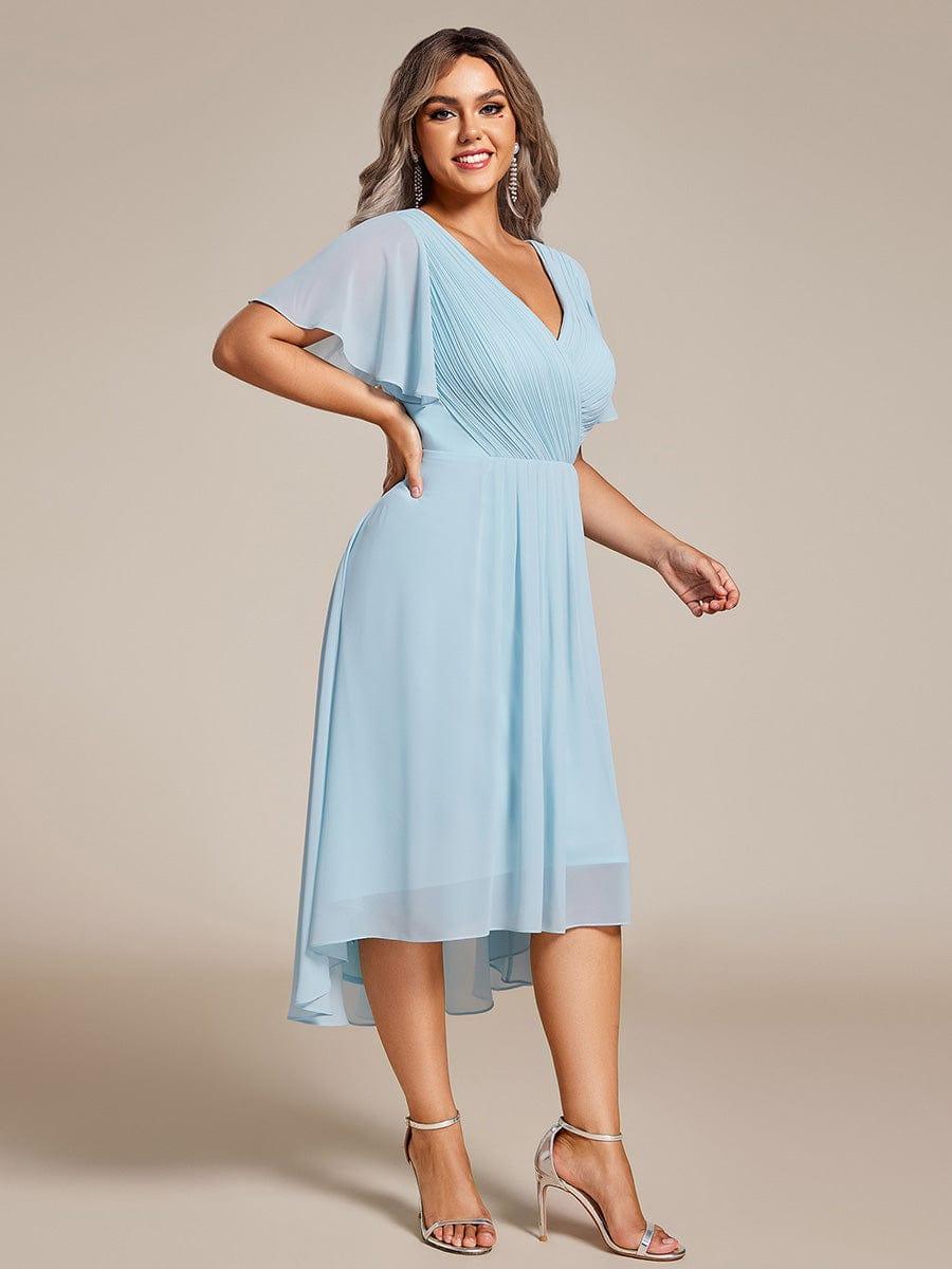 EG01923BL-PR3 Plus Size Double V-Neck Ruffles Sleeve Chiffon Midi Wedding Guest Dress - Image 48