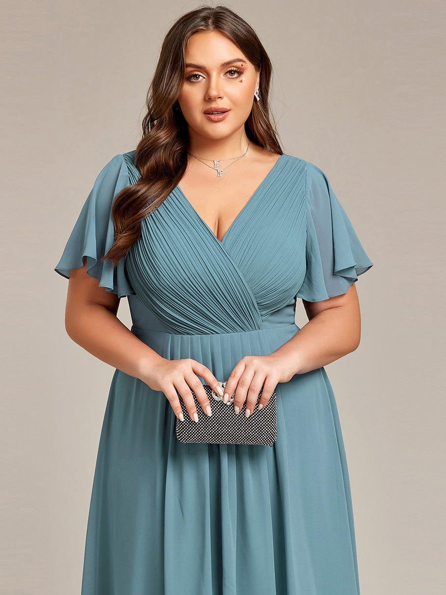 EG01923DB-PR5_b8b11ff8-7bdf-4007-bb33-f4c410a0c03a Plus Size Double V-Neck Ruffles Sleeve Chiffon Midi Wedding Guest Dress - Image 61