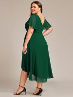Plus Size Double V-Neck Ruffles Sleeve Chiffon Midi Wedding Guest Dress - Image 20