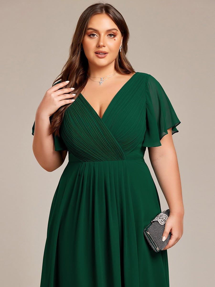 EG01923DG-PR5_f28dc438-e091-4699-b5e3-1dd4eb16c45d Plus Size Double V-Neck Ruffles Sleeve Chiffon Midi Wedding Guest Dress - Image 21