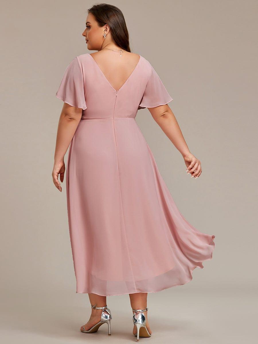 EG01923DR-PR2_19f127d3-87e9-4de7-bf58-ad43554410f5 Plus Size Double V-Neck Ruffles Sleeve Chiffon Midi Wedding Guest Dress - Image 4