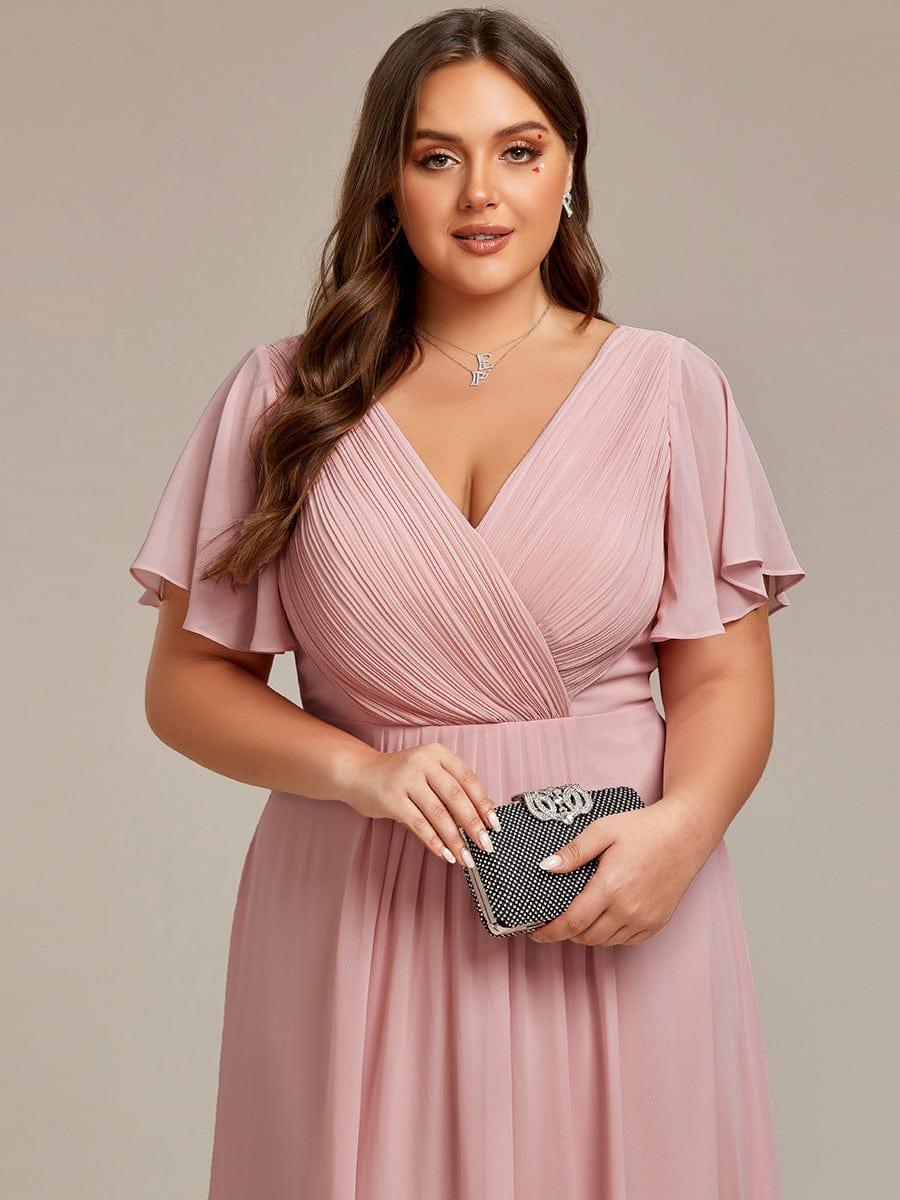 EG01923DR-PR5_0e7a633e-d2d9-4d17-b29d-5a3fe8037fd5 Plus Size Double V-Neck Ruffles Sleeve Chiffon Midi Wedding Guest Dress - Image 77