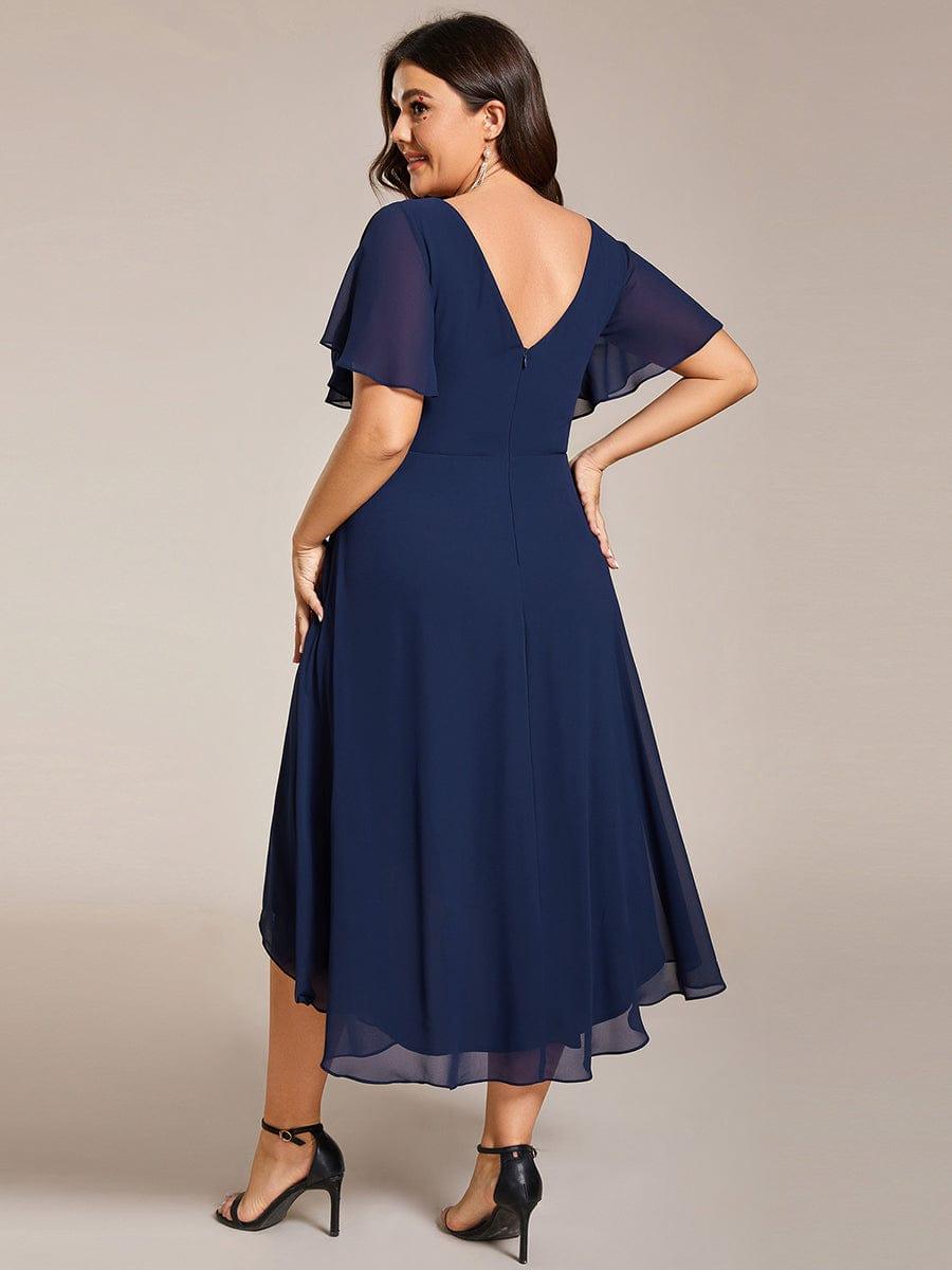 EG01923NB-PR2_e23bc04d-9c5d-4a9f-a085-44e824a2bff1 Plus Size Double V-Neck Ruffles Sleeve Chiffon Midi Wedding Guest Dress - Image 2