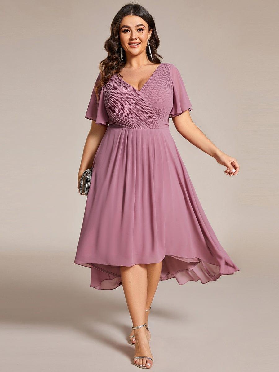 EG01923OD-PR_31a7d9b1-f3d3-40d2-823b-f8a42b52e3bf Plus Size Double V-Neck Ruffles Sleeve Chiffon Midi Wedding Guest Dress - Image 35