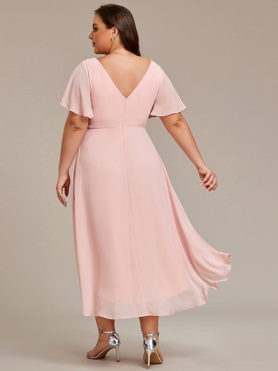 EG01923PK-PR2_f38fc8dd-0527-42b6-a4ea-aabba699c05d Plus Size Double V-Neck Ruffles Sleeve Chiffon Midi Wedding Guest Dress - Image 6