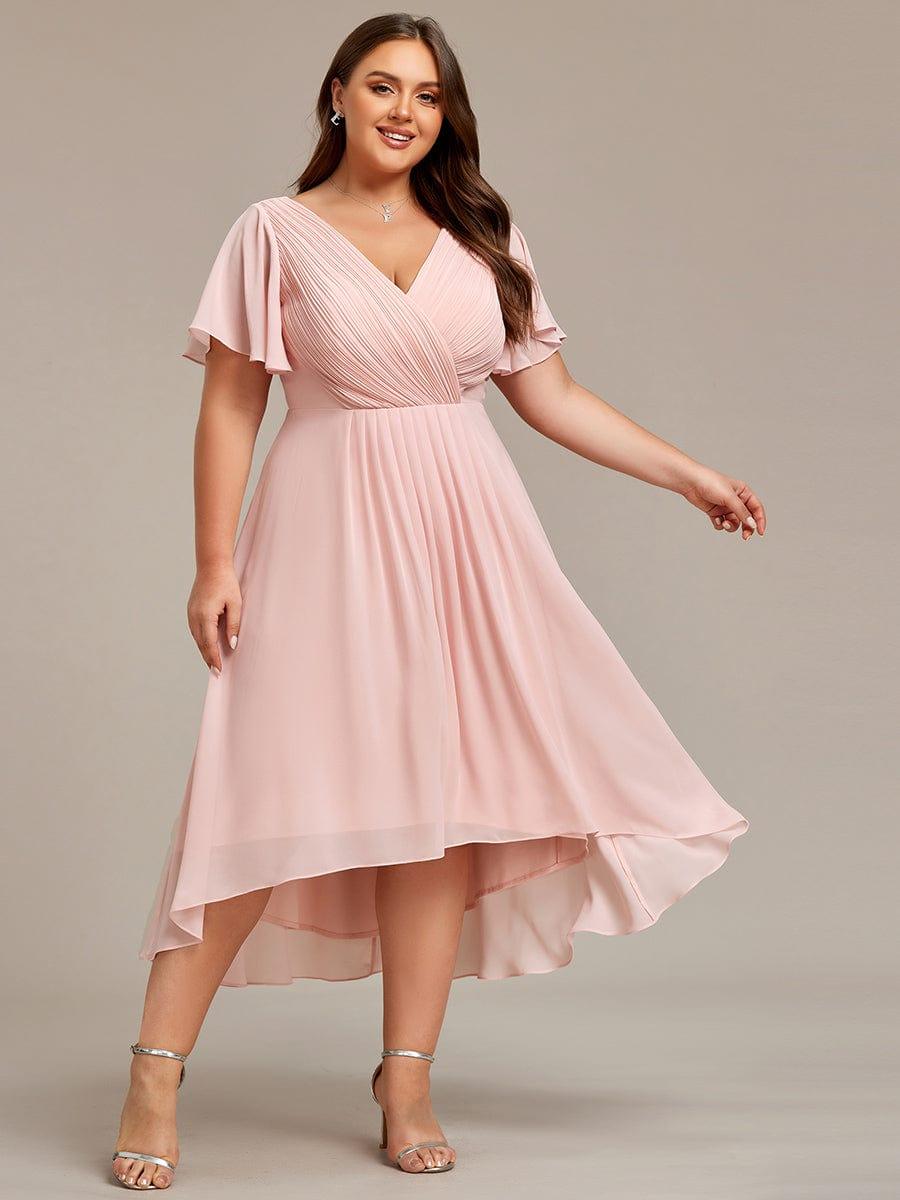 EG01923PK-PR3_7961cb9a-bcdc-466f-aa9c-d6fcadbbf66c Plus Size Double V-Neck Ruffles Sleeve Chiffon Midi Wedding Guest Dress - Image 17